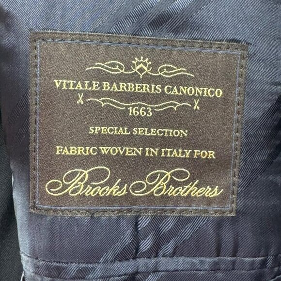 Brooks Brothers 1818 Madison Mens Black Blazer Size 44L 2-Button Imported Fabric - Picture 7 of 10